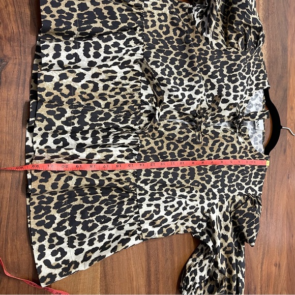 FLASH SALE🔥 NEW! GANNI Leopard Cotton Poplin Peplum Tie Blouse - Size 40 (M) - Picture 6 of 11